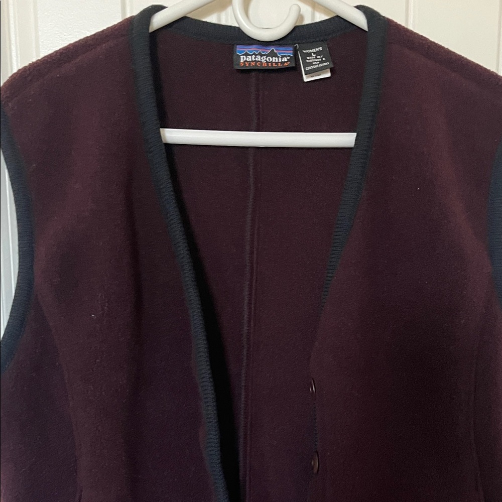 Patagonia Maroon Vest with Black Edging